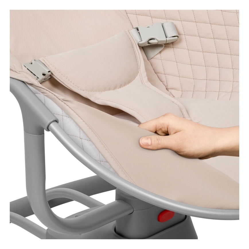 Lionelo - Mecedora infantil con melodía RIO 4xC Beige Latte + mando a distancia