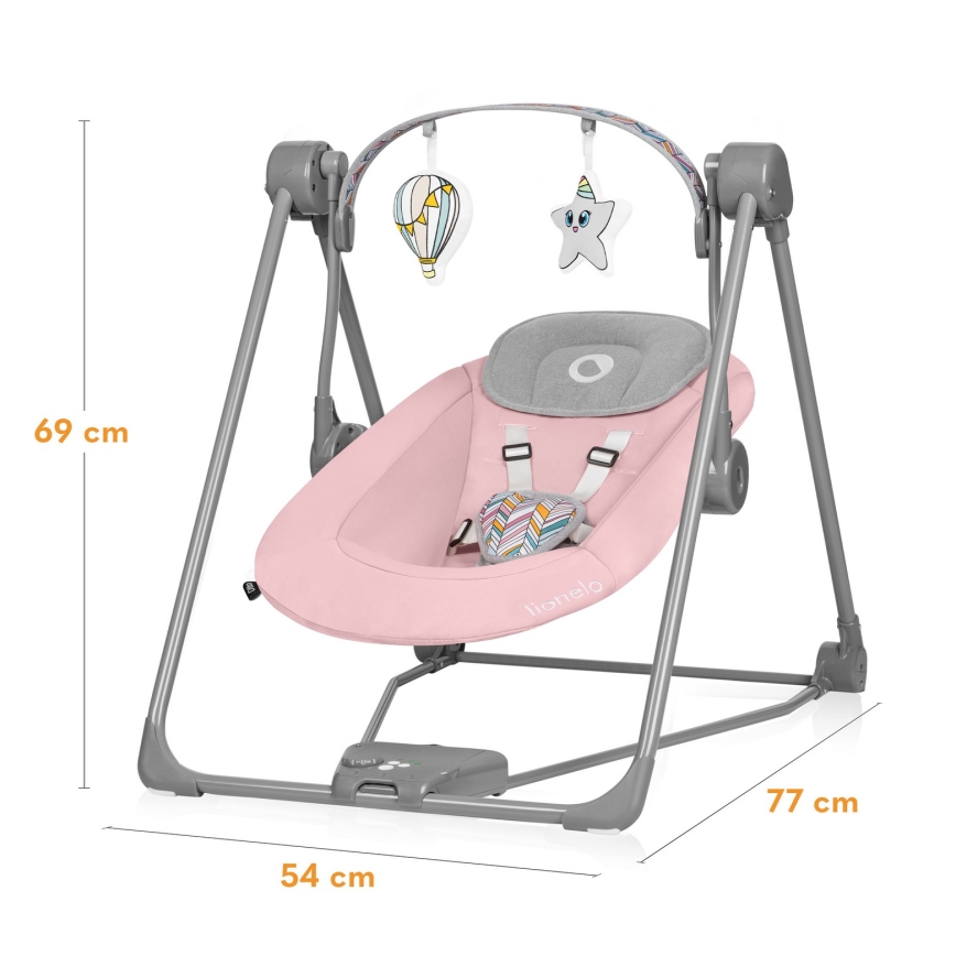 Lionelo - Mecedora infantil OTTO 4xLR14 Pink Baby