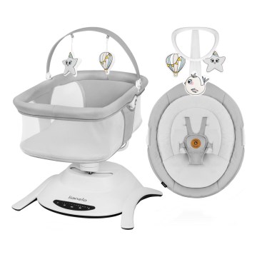 Lionelo - Mecedora para bebé con melodía 2 en 1 BELLA 4xAA Gris Hormigón + control remoto
