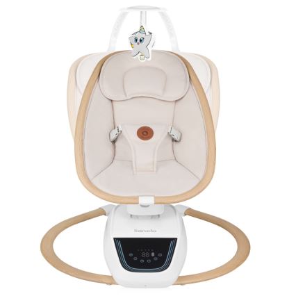 Lionelo - Mecedora para bebé con melodía OLIVIA Beige natural + mando a distancia