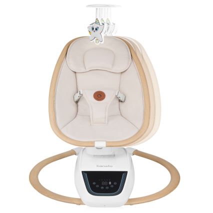 Lionelo - Mecedora para bebé con melodía OLIVIA Beige natural + mando a distancia