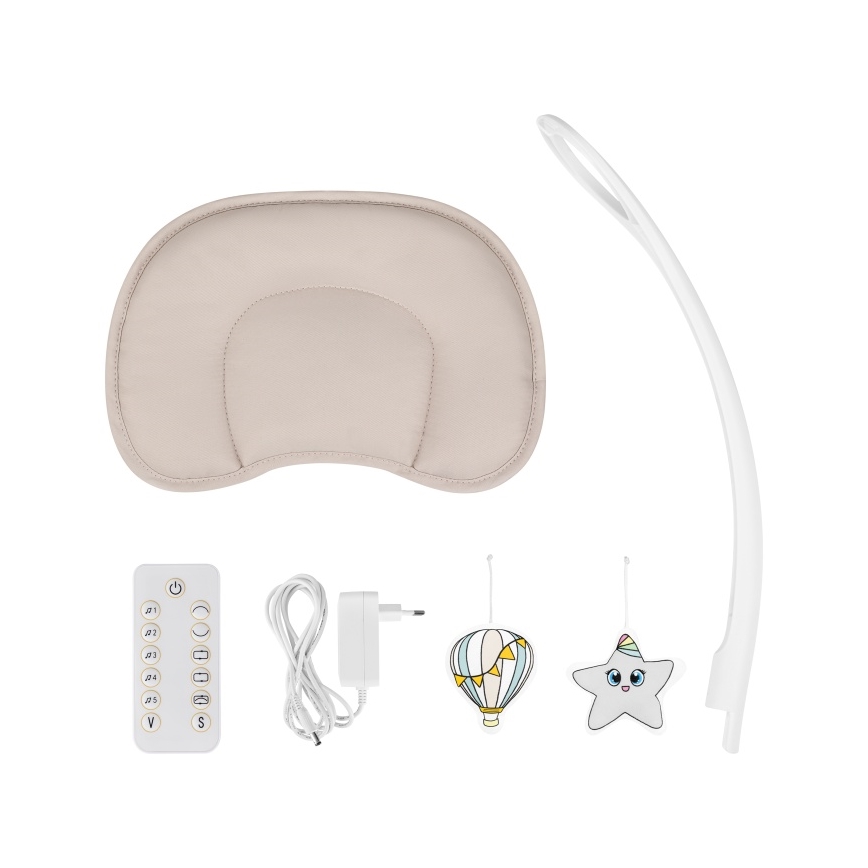 Lionelo - Mecedora para bebé con melodía OLIVIA Beige natural + mando a distancia