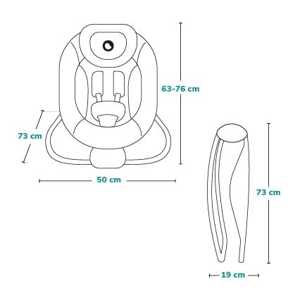 Lionelo - Mecedora vibratoria infantil con melodía PASCAL 2xAA gris/turquesa