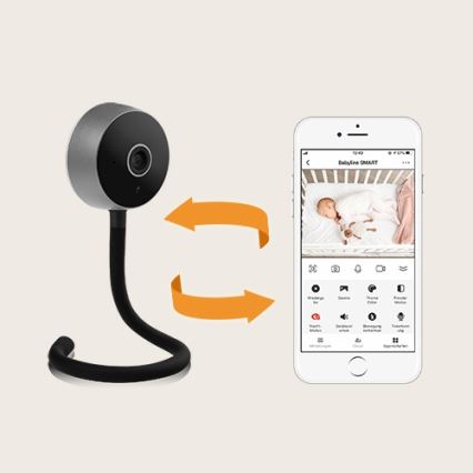 Lionelo - Monitor de bebé inteligente BABYLINE SMART Wi-Fi Negro