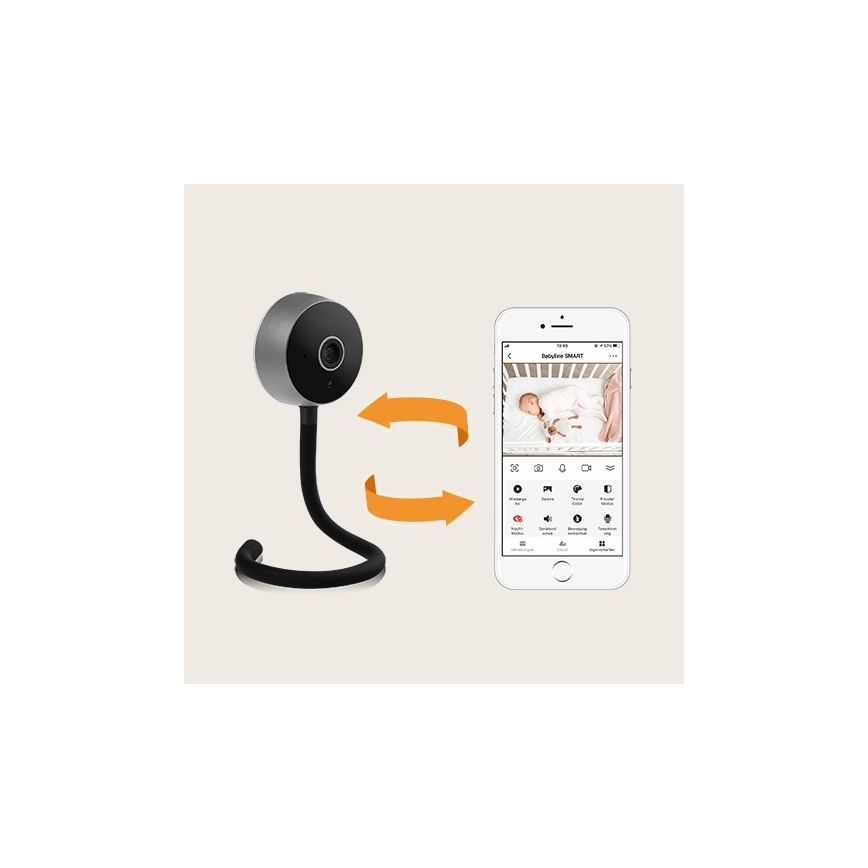 Lionelo - Monitor de bebé inteligente BABYLINE SMART Wi-Fi Negro