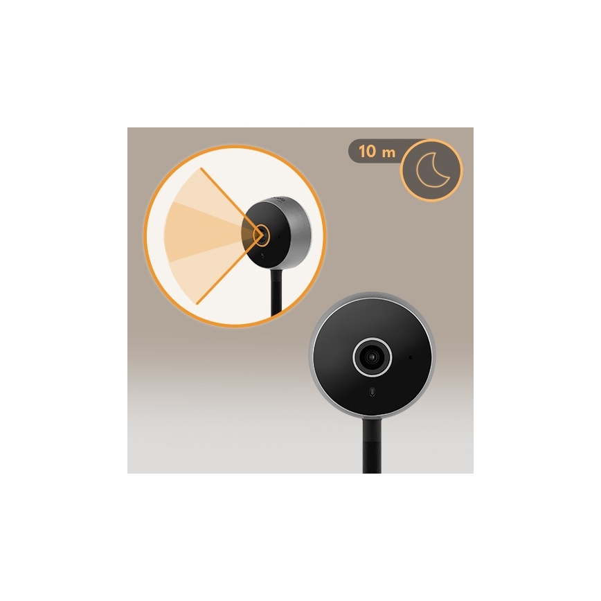Lionelo - Monitor de bebé inteligente BABYLINE SMART Wi-Fi Negro