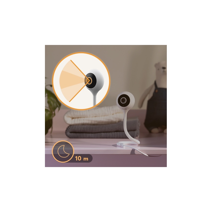 Lionelo - Monitor inteligente para bebés BABYLINE SMART Wi-Fi Blanco
