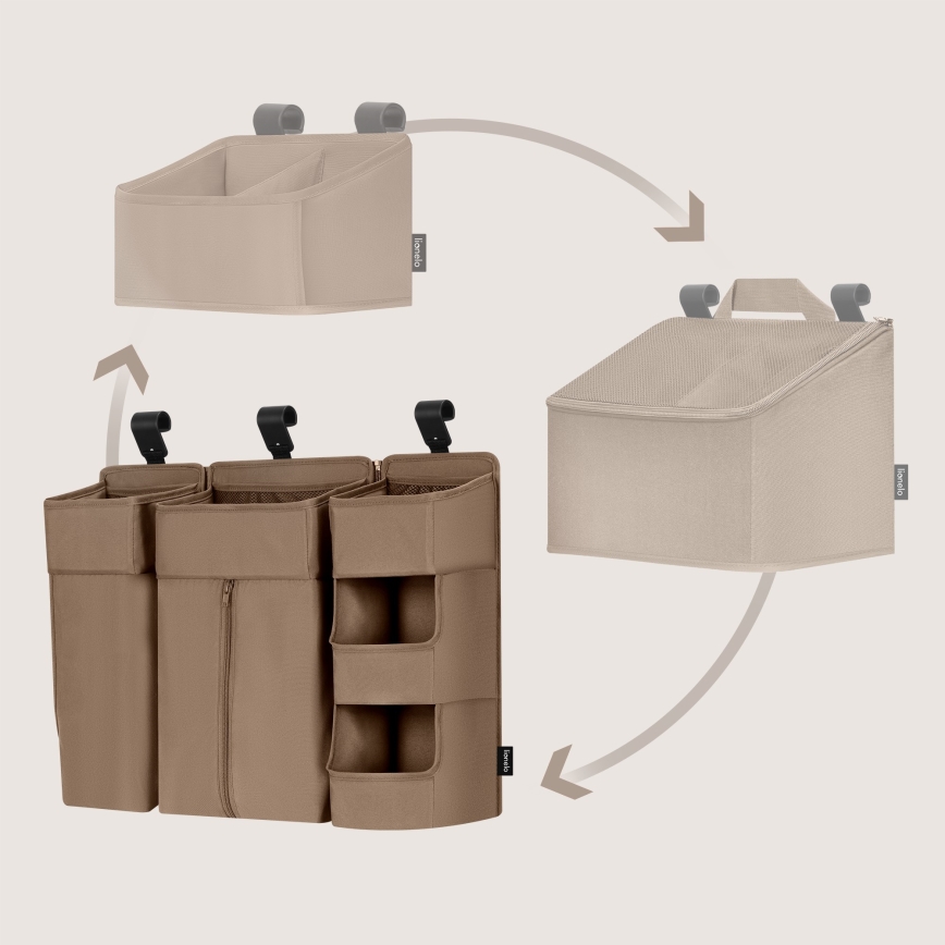 Lionelo - Organizador 3 en 1 para cuna SIDEPOCKET Beige