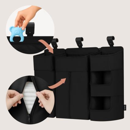 Lionelo - Organizador 3 en 1 para cuna SIDEPOCKET Negro