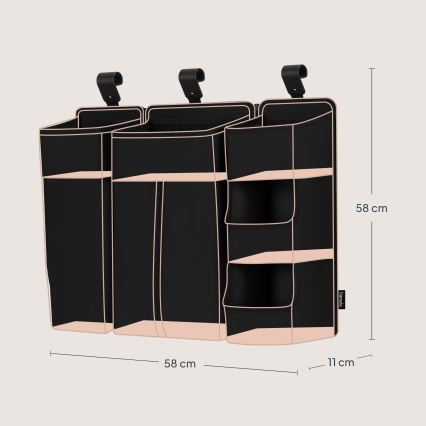 Lionelo - Organizador 3 en 1 para cuna SIDEPOCKET Negro
