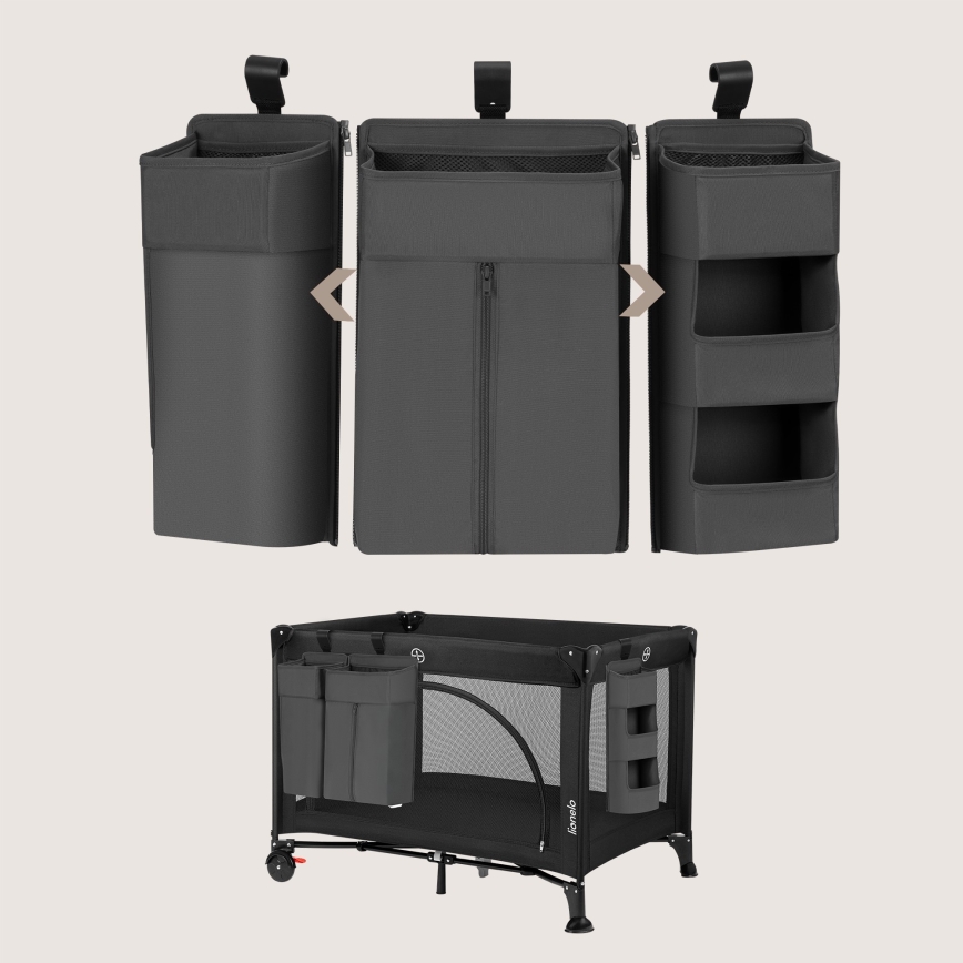 Lionelo - Organizador para cuna 3 en 1 SIDEPOCKET Gris