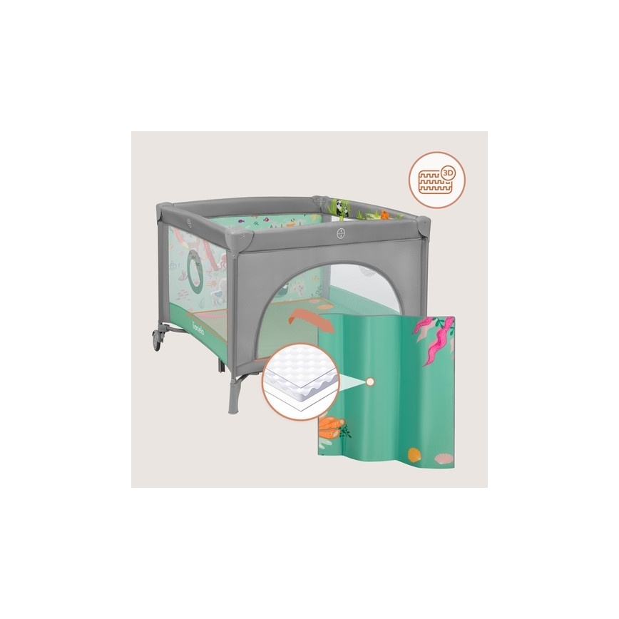 Lionelo - Parque de juegos MILLE PLUS Gris y Verde