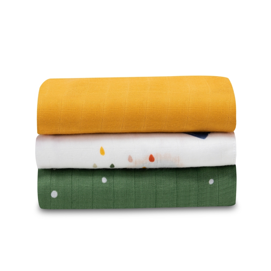 Lionelo - Set de 3 muselinas de bambú BAMBOO SET 70x70 cm Dino