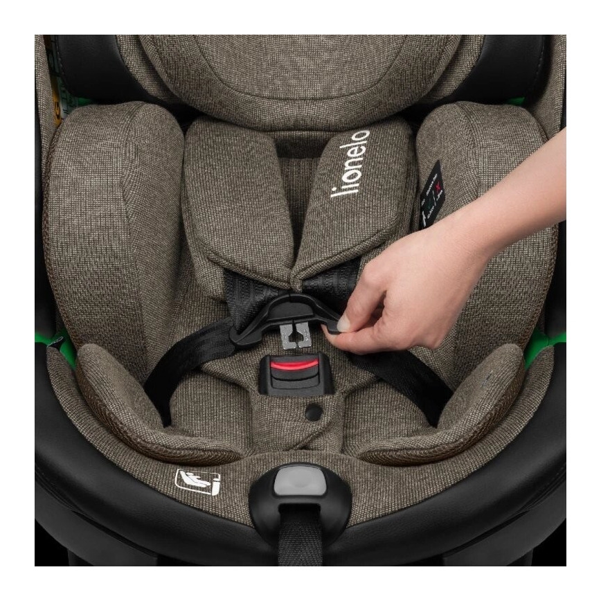 Lionelo - Silla de auto con base giratoria HARMONY i-Size 40-150 cm negra/oliva