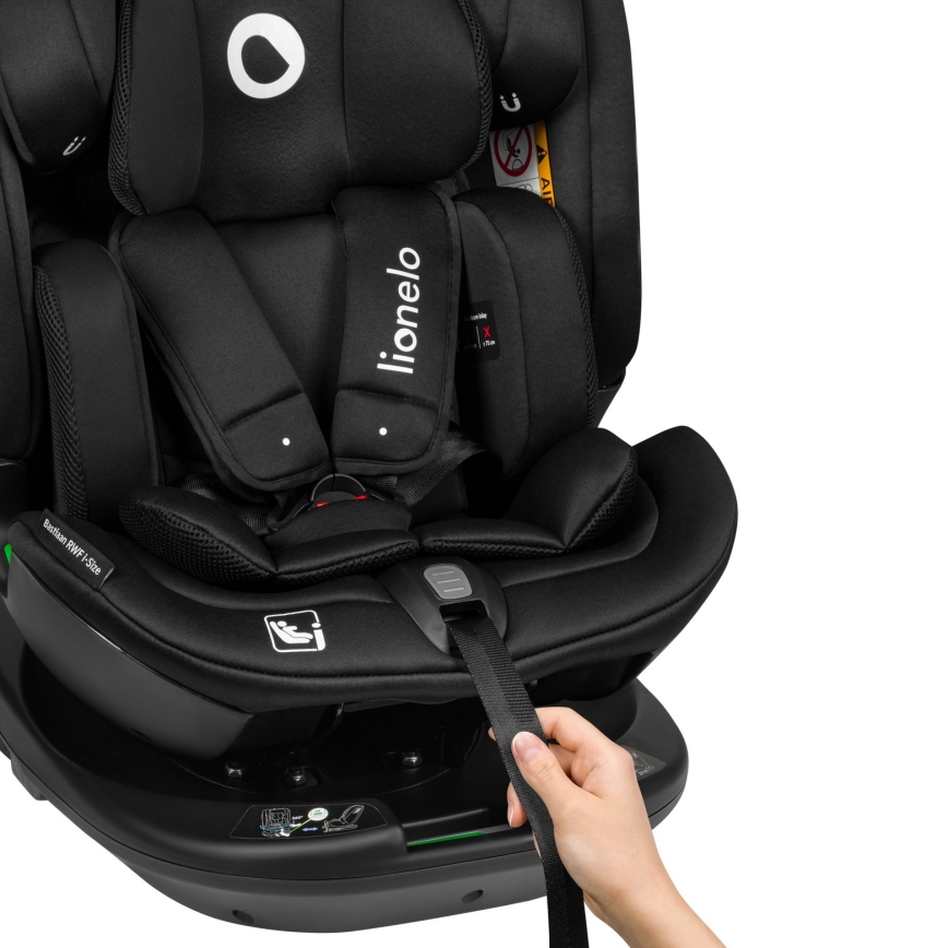 Lionelo - Silla de coche con base giratoria BASTIAAN i-Size 40-150 cm Negro Carbono