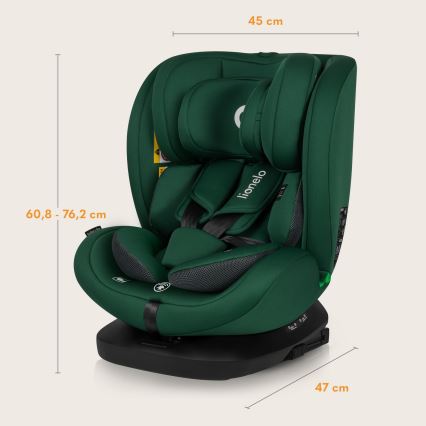 Lionelo - Silla de coche con base giratoria BASTIAAN i-Size 40-150 cm Verde Bosque