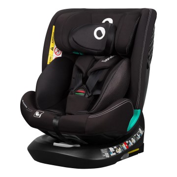 Lionelo - Silla de coche con base giratoria BASTIAAN ONE i-Size 40-150 cm Negro Carbón