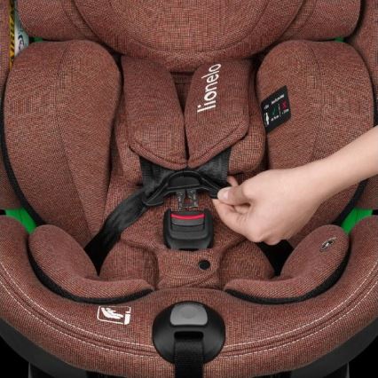 Lionelo - Silla de coche con base giratoria HARMONY i-Size 40-150 cm color ladrillo