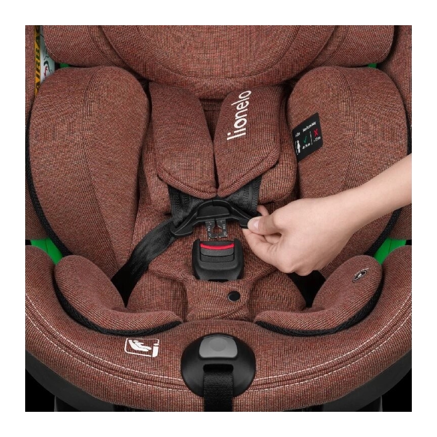 Lionelo - Silla de coche con base giratoria HARMONY i-Size 40-150 cm color ladrillo