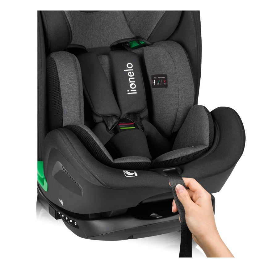 Lionelo - Silla de coche con base giratoria HARPER i-Size 76-150 cm Negro Carbono