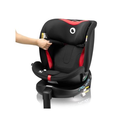 Lionelo - Silla de coche con base giratoria NAVY i-Size 40-150 cm negra/roja