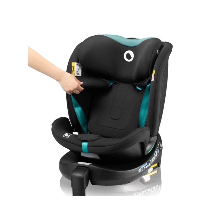 Lionelo - Silla de coche con base giratoria NAVY i-Size 40-150 cm negra/turquesa