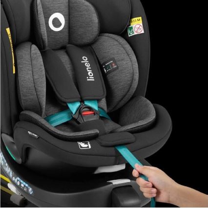 Lionelo - Silla de coche con base giratoria NAVY i-Size 40-150 cm negra/turquesa