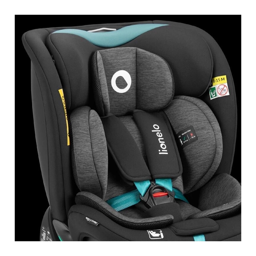 Lionelo - Silla de coche con base giratoria NAVY i-Size 40-150 cm negra/turquesa