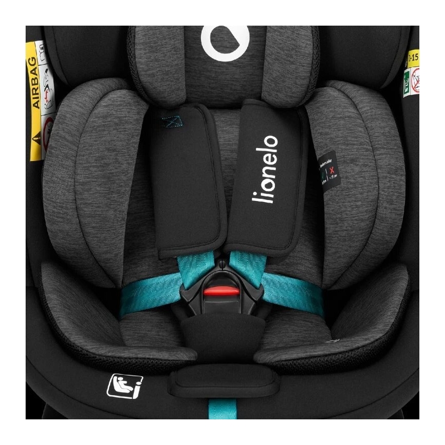 Lionelo - Silla de coche con base giratoria NAVY i-Size 40-150 cm negra/turquesa