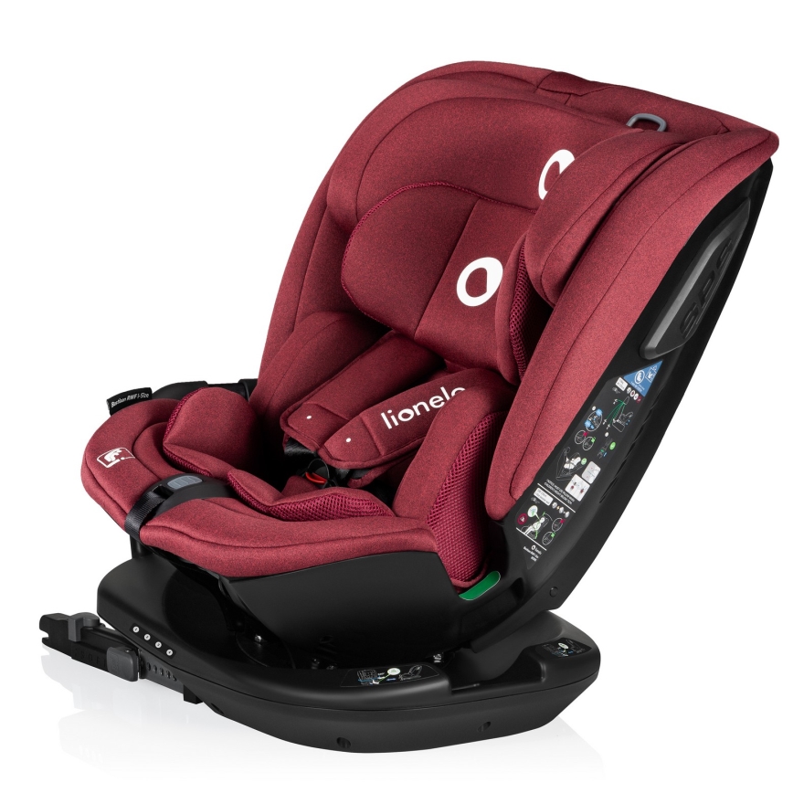 Lionelo - Silla de coche giratoria con base BASTIAAN i-Size 40-150 cm Burdeos