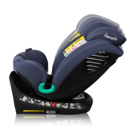 Lionelo - Silla de coche con base giratoria BASTIAAN ONE i-Size 40-150 cm Azul marino