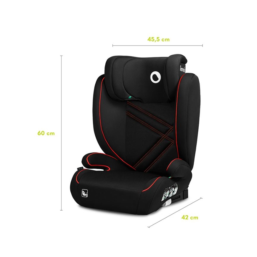Lionelo - Silla de coche HUGO i-Size 100-150 cm negra/roja