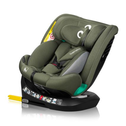 Lionelo - Silla de coche giratoria con base BASTIAAN ONE i-Size 40-150 cm Verde oliva