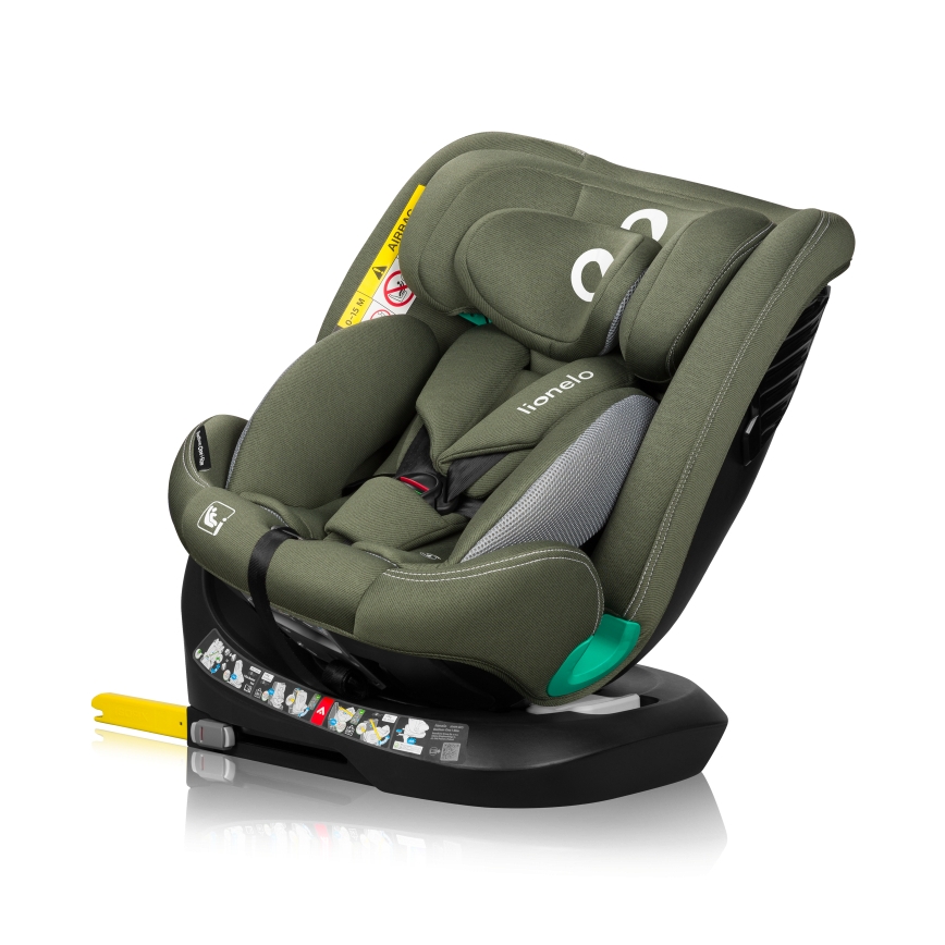 Lionelo - Silla de coche giratoria con base BASTIAAN ONE i-Size 40-150 cm Verde oliva
