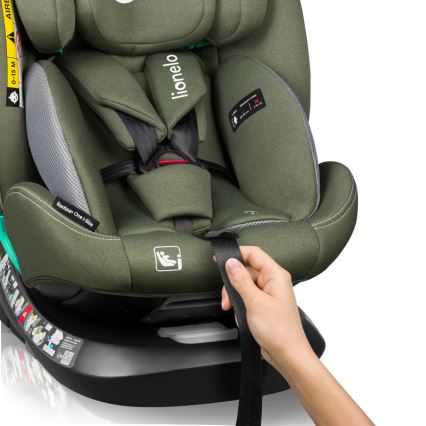Lionelo - Silla de coche giratoria con base BASTIAAN ONE i-Size 40-150 cm Verde oliva