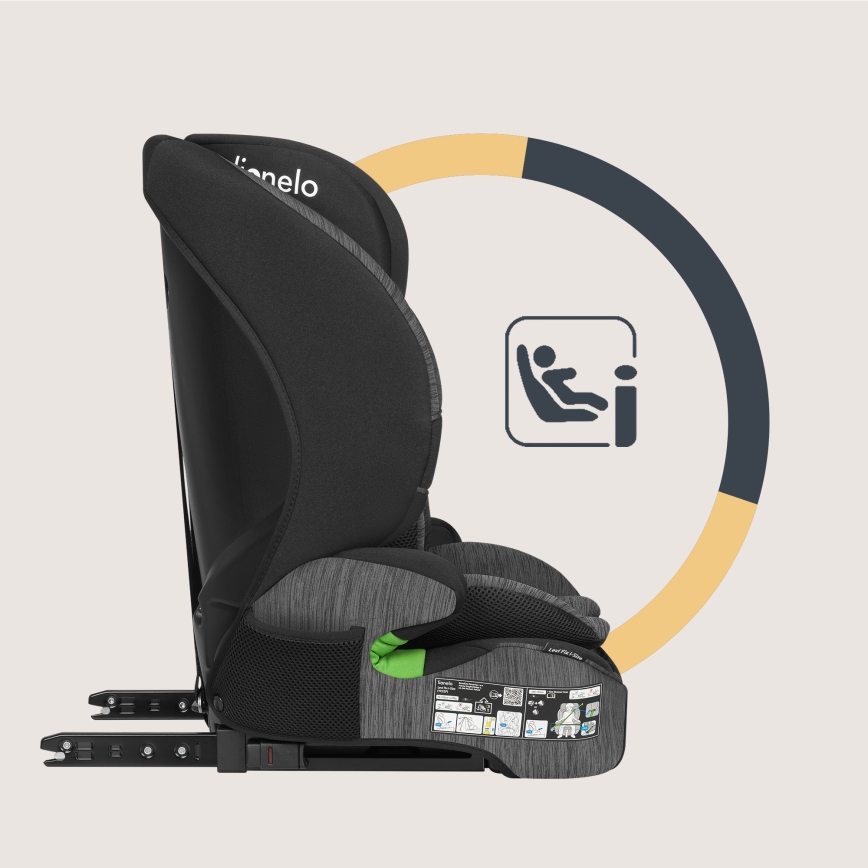 Lionelo - Silla de coche LEVI FIX i-Size 76-150 cm Gris piedra