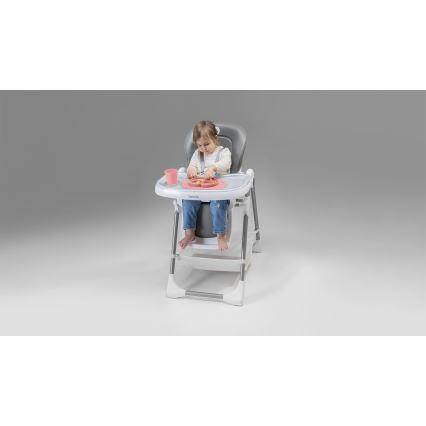 Lionelo - Silla de comedor infantil LINN PLUS blanca/gris