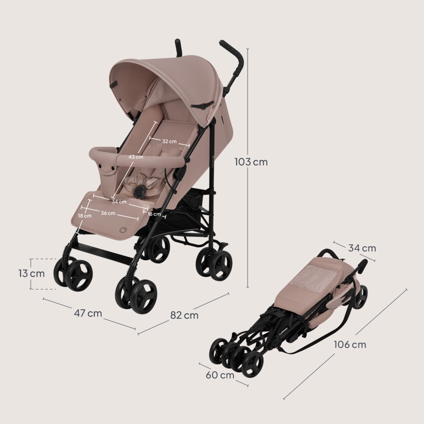 Lionelo - Silla de paseo tipo paraguas ELIA Beige Taupe