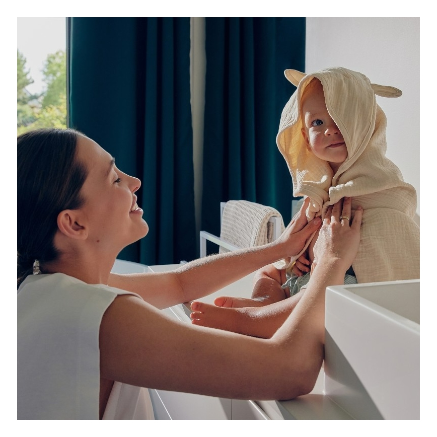 Lionelo - Toalla con capucha infantil de muselina Beige arena