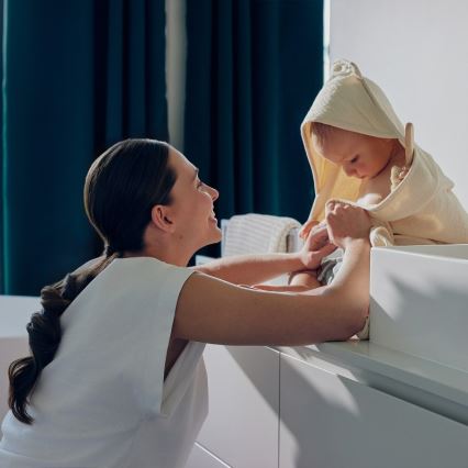 Lionelo - Toalla con capucha infantil de muselina Beige arena