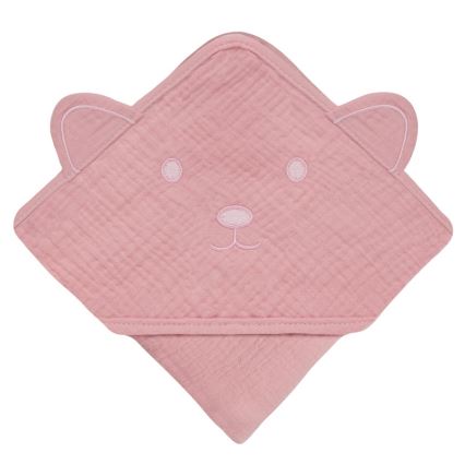 Lionelo - Toalla con capucha para bebé de muselina rosa bebé