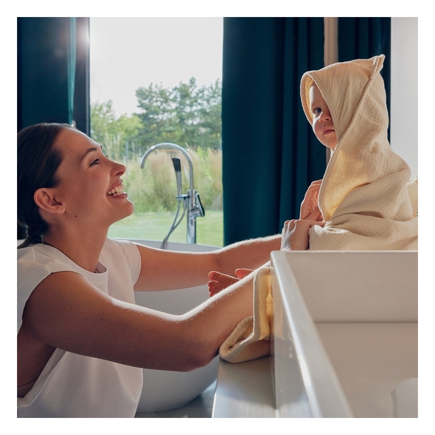 Lionelo - Toalla infantil con capucha de muselina Beige Capuchino