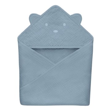 Lionelo - Toalla infantil con capucha de muselina Grey Sky
