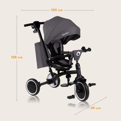 Lionelo - Triciclo infantil TRIS PLUS Grey Stone