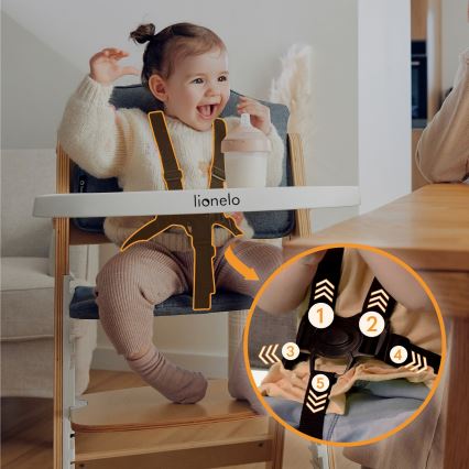 Lionelo - Trona infantil 3 en 1 FLORIS Blanco Natural