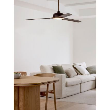 Lucci air 213301 - Ventilador de techo LED regulable UNIONE 1xGX53/12W/230V marrón/cromo brillante Ø 142 cm + mando a distancia