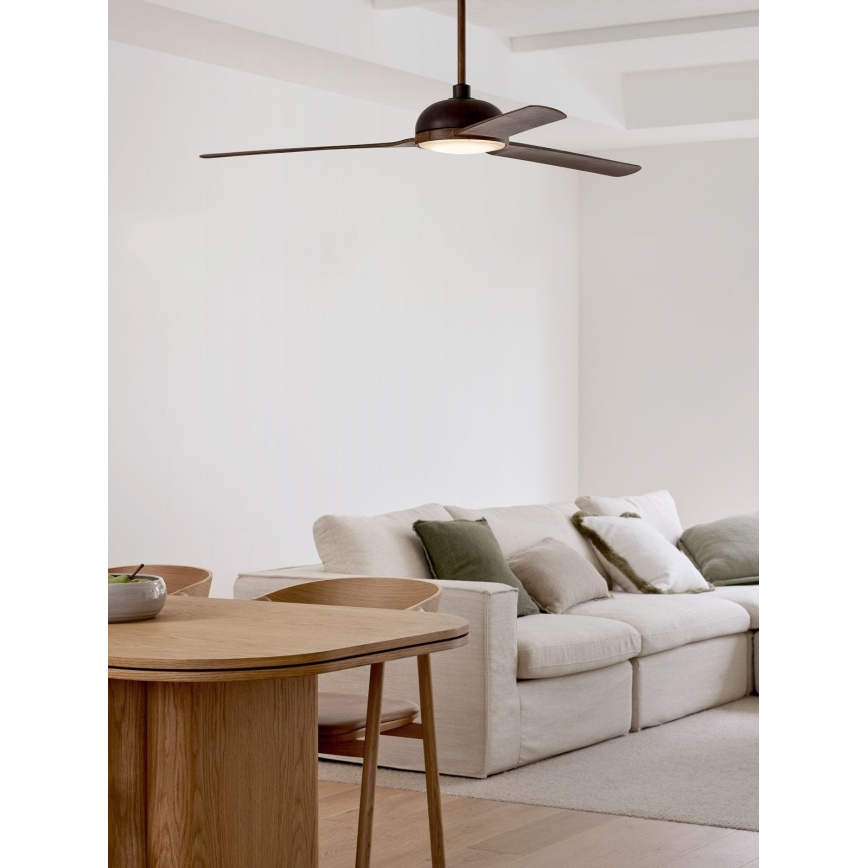 Lucci air 213301 - Ventilador de techo LED regulable UNIONE 1xGX53/12W/230V marrón/cromo brillante Ø 142 cm + mando a distancia