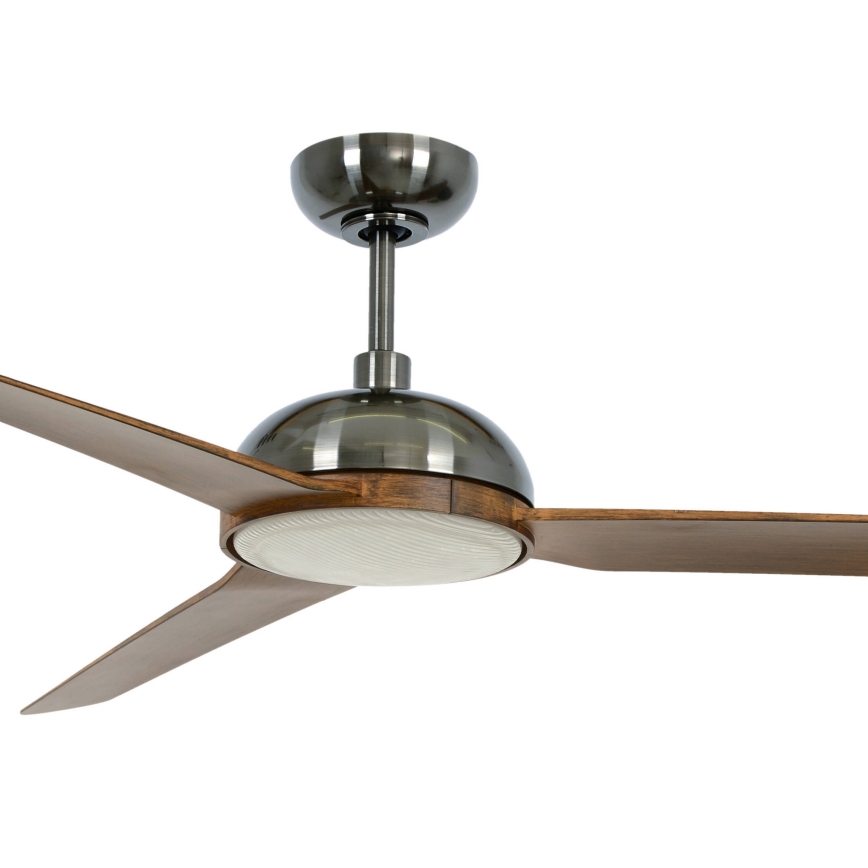 Lucci air 213301 - Ventilador de techo LED regulable UNIONE 1xGX53/12W/230V marrón/cromo brillante Ø 142 cm + mando a distancia