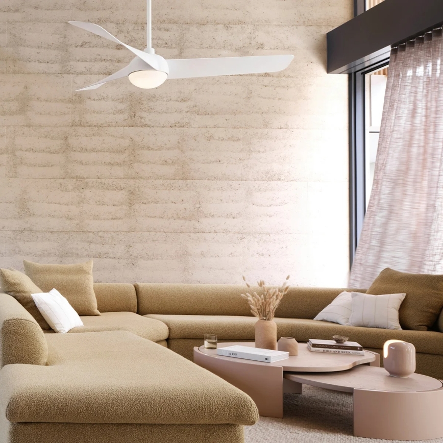 Lucci Air 21617049 - Ventilador de techo LED regulable OSPREY 1xGX53/12W/230V, diámetro 132 cm, blanco + mando a distancia