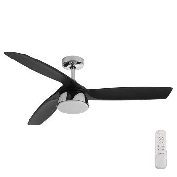 Lucci air 513072 - Ventilador de techo LED regulable BRONX LED/18W/230V 3000/4000/6000K negro/cromo brillante diámetro 132 cm + mando a distancia